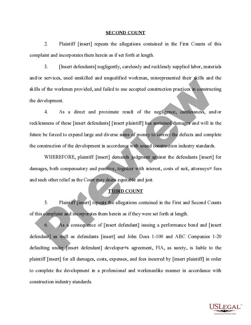 Get Complaint by Municipality Against Contractor for Breach of Contract Preview Complaint by Municipality Against Contractor for Breach of Contract