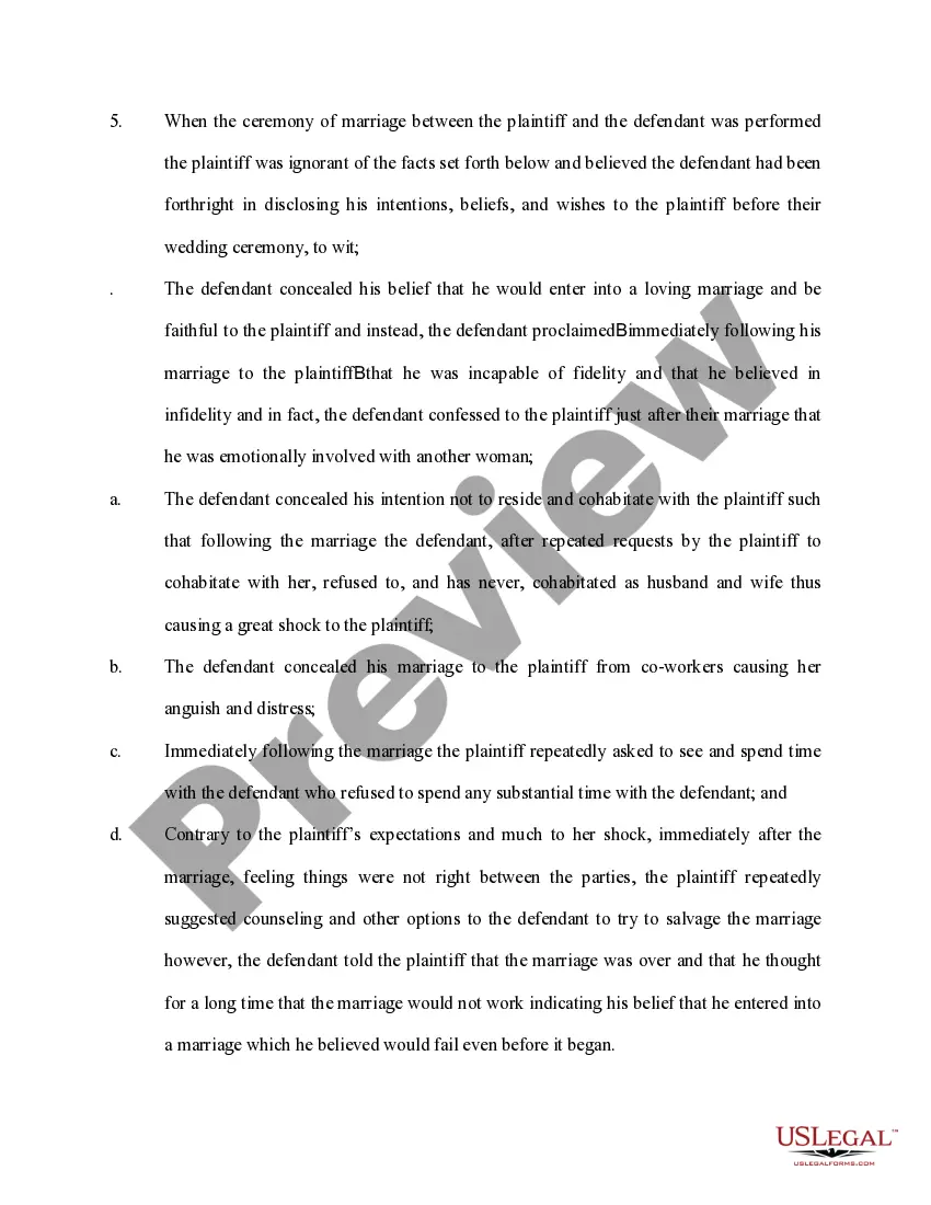 Preview Complaint for Annulment