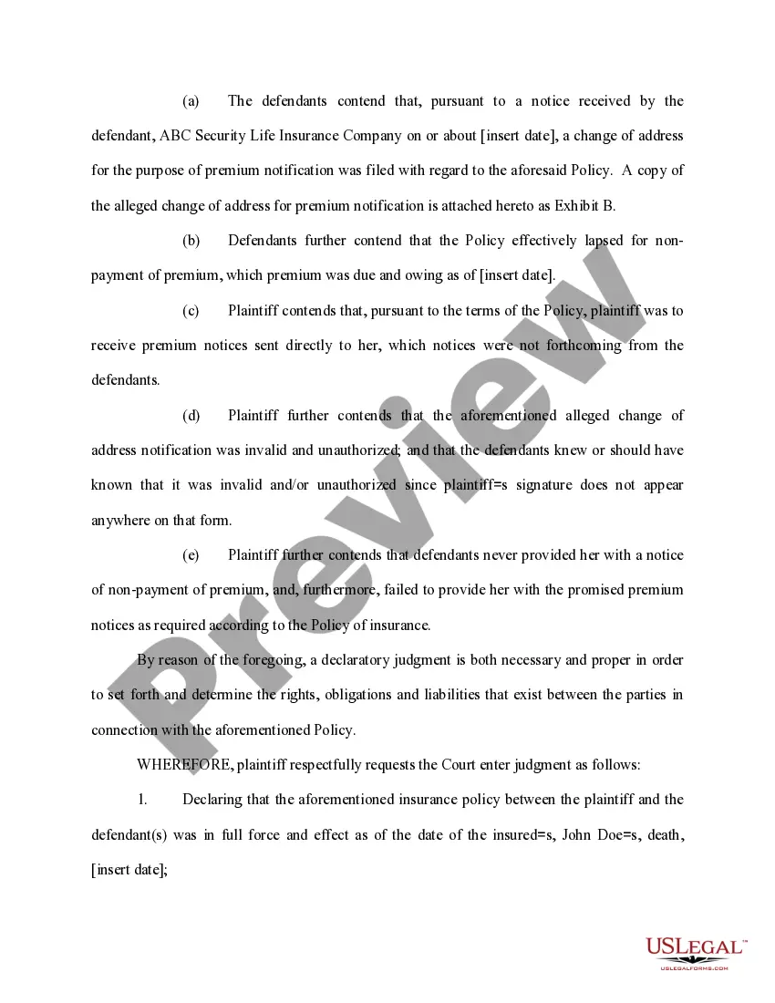 Preview Complaint for Declaratory Judgment