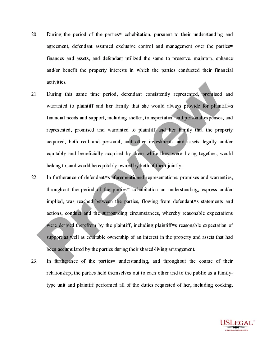 Preview Complaint for Palimony