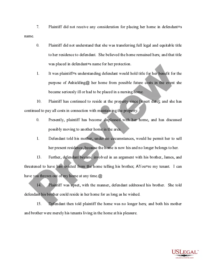 Preview Complaint for Rescission, Specific Performance, Damages