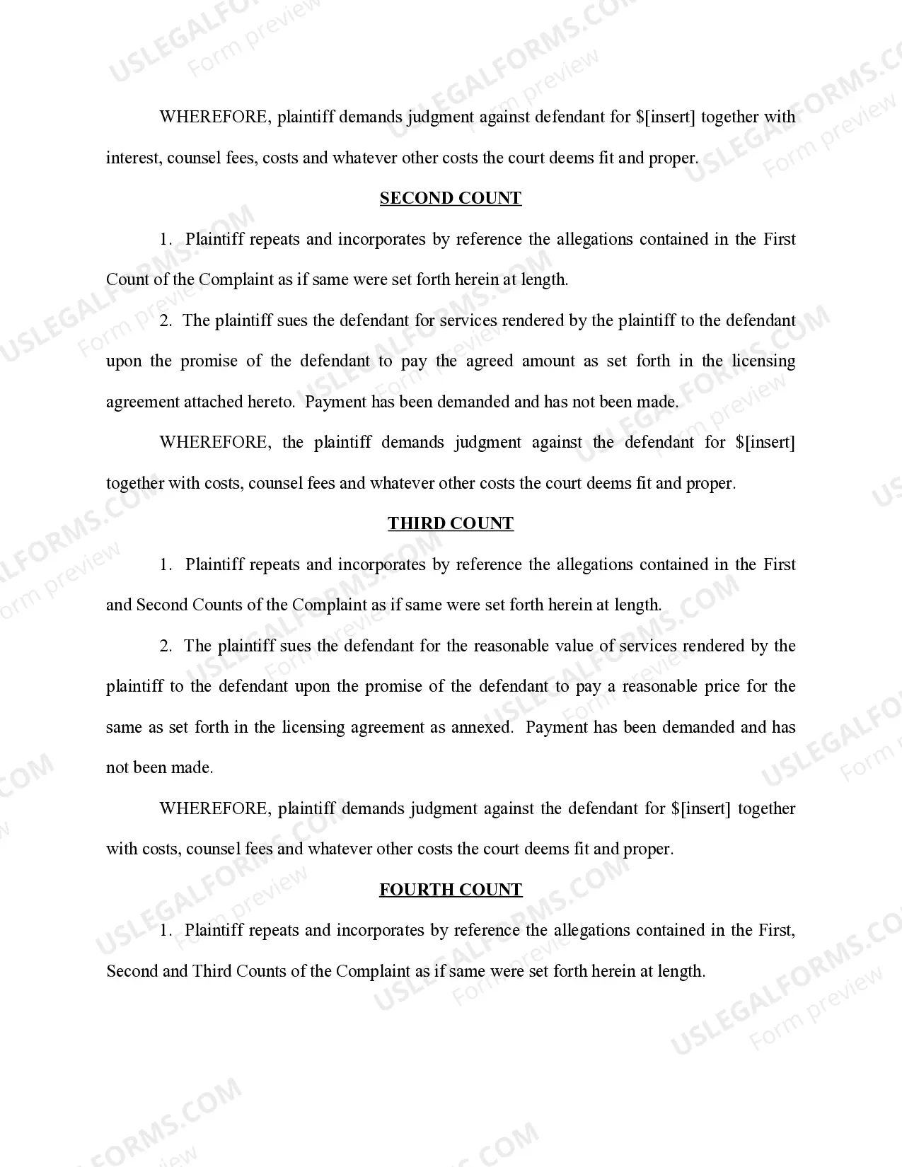 Preview Complaint for Rent Arrearage