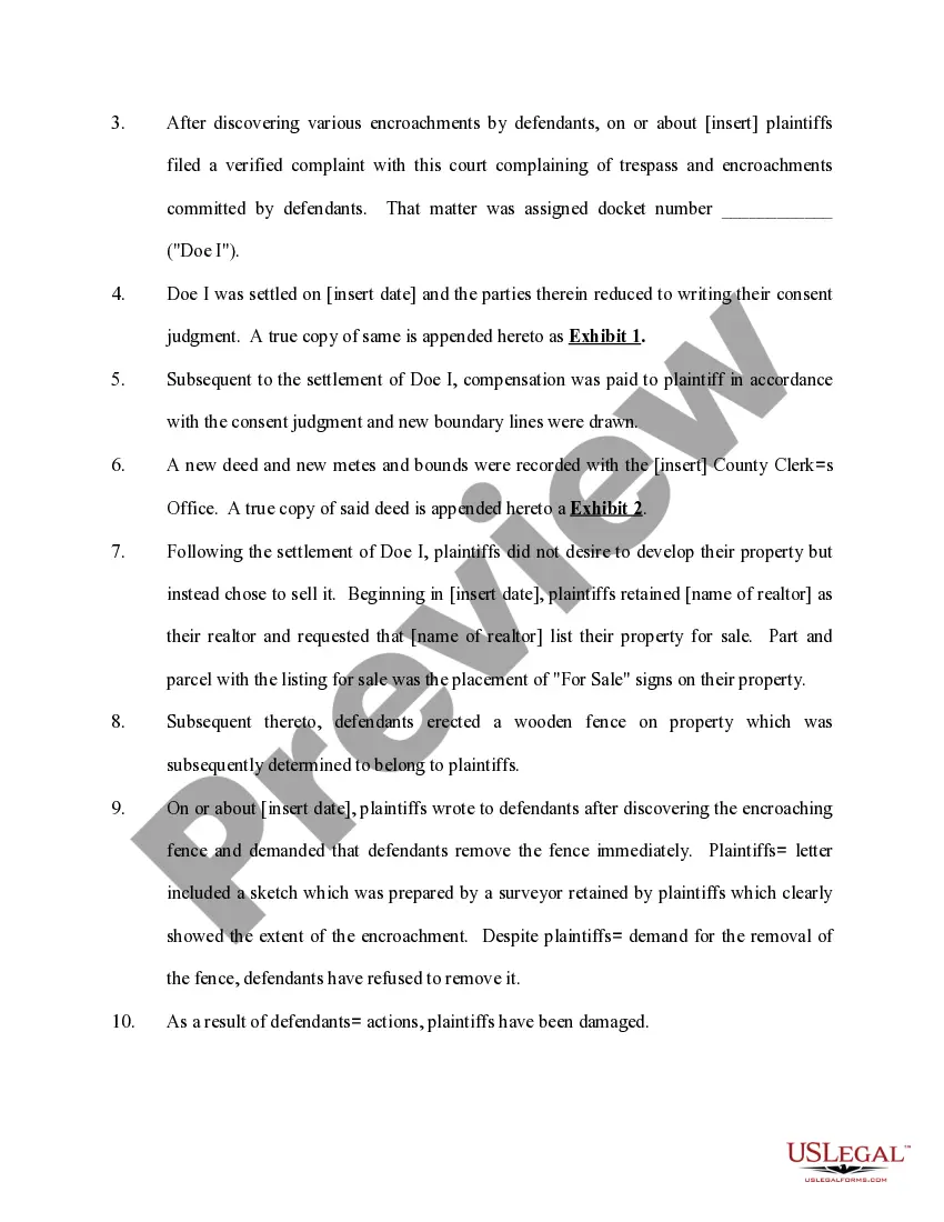 Get Complaint for Trespass to Lands Preview Complaint for Trespass to Lands