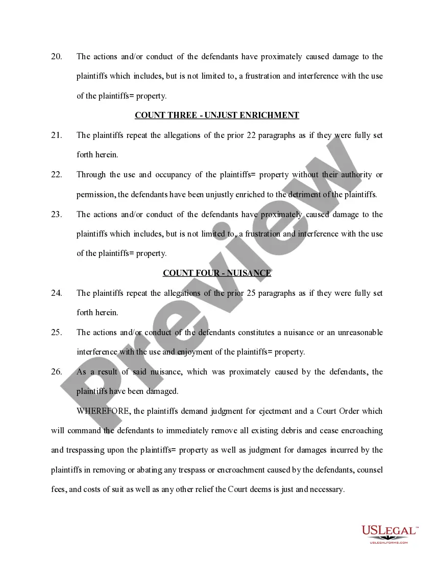 Get Complaint for Trespass to Lands Preview Complaint for Trespass to Lands