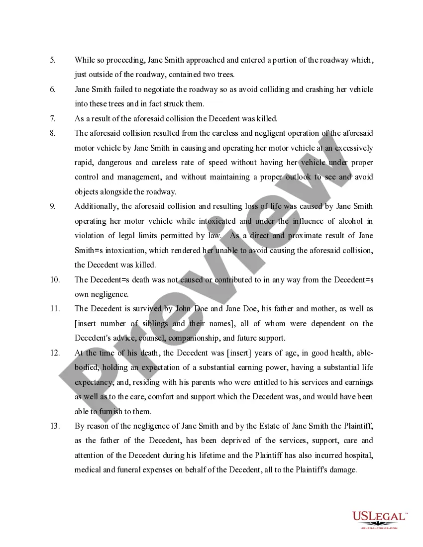 Get Complaint for Wrongful Death Preview Complaint for Wrongful Death