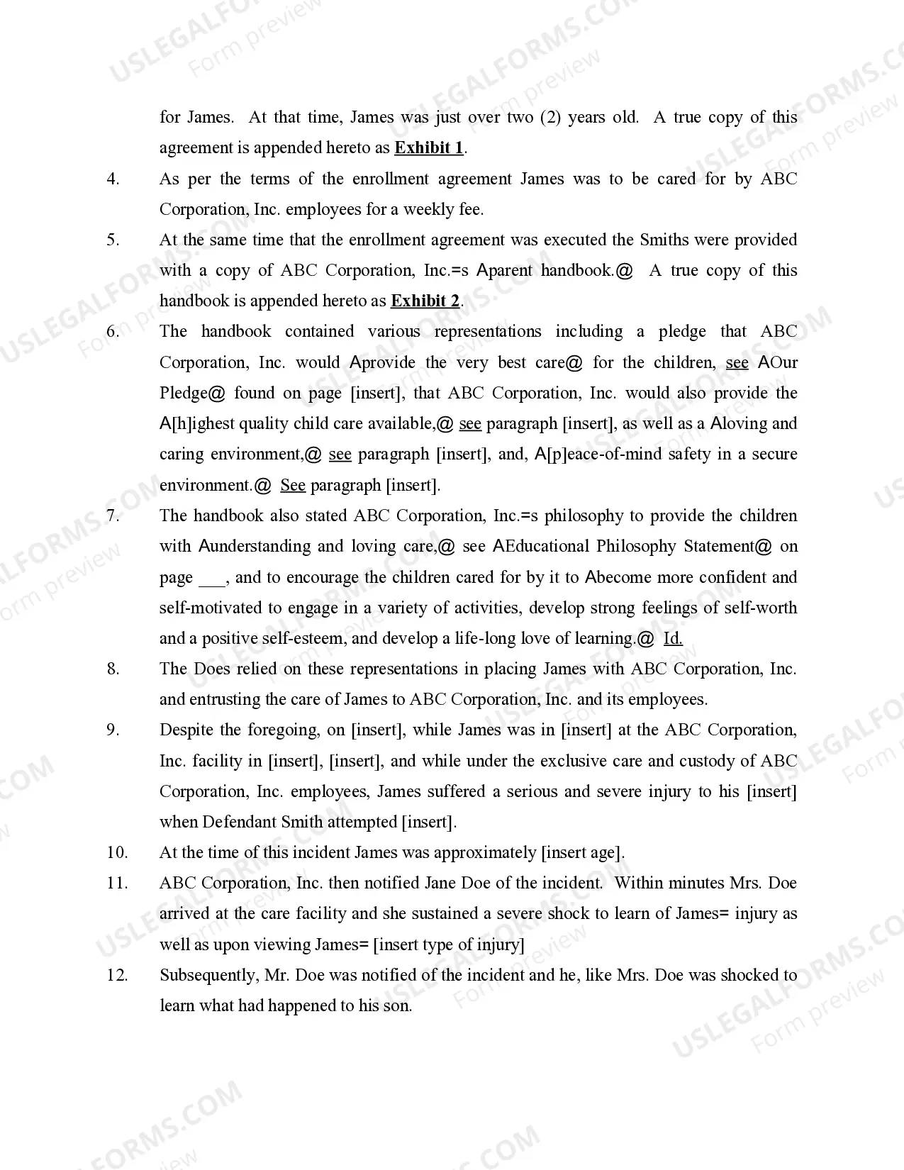 Preview Complaint Personal Injuries Supervise and Train