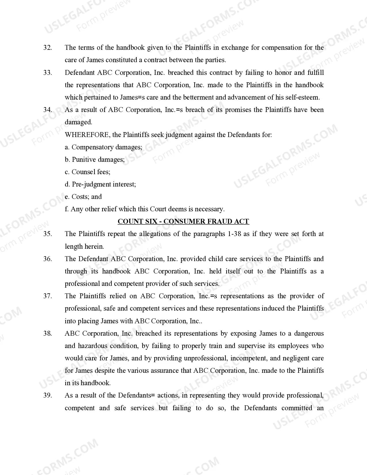 Preview Complaint Personal Injuries Supervise and Train