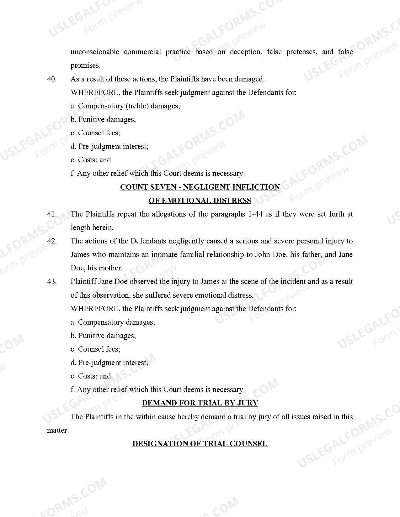 Preview Complaint Personal Injuries Supervise and Train