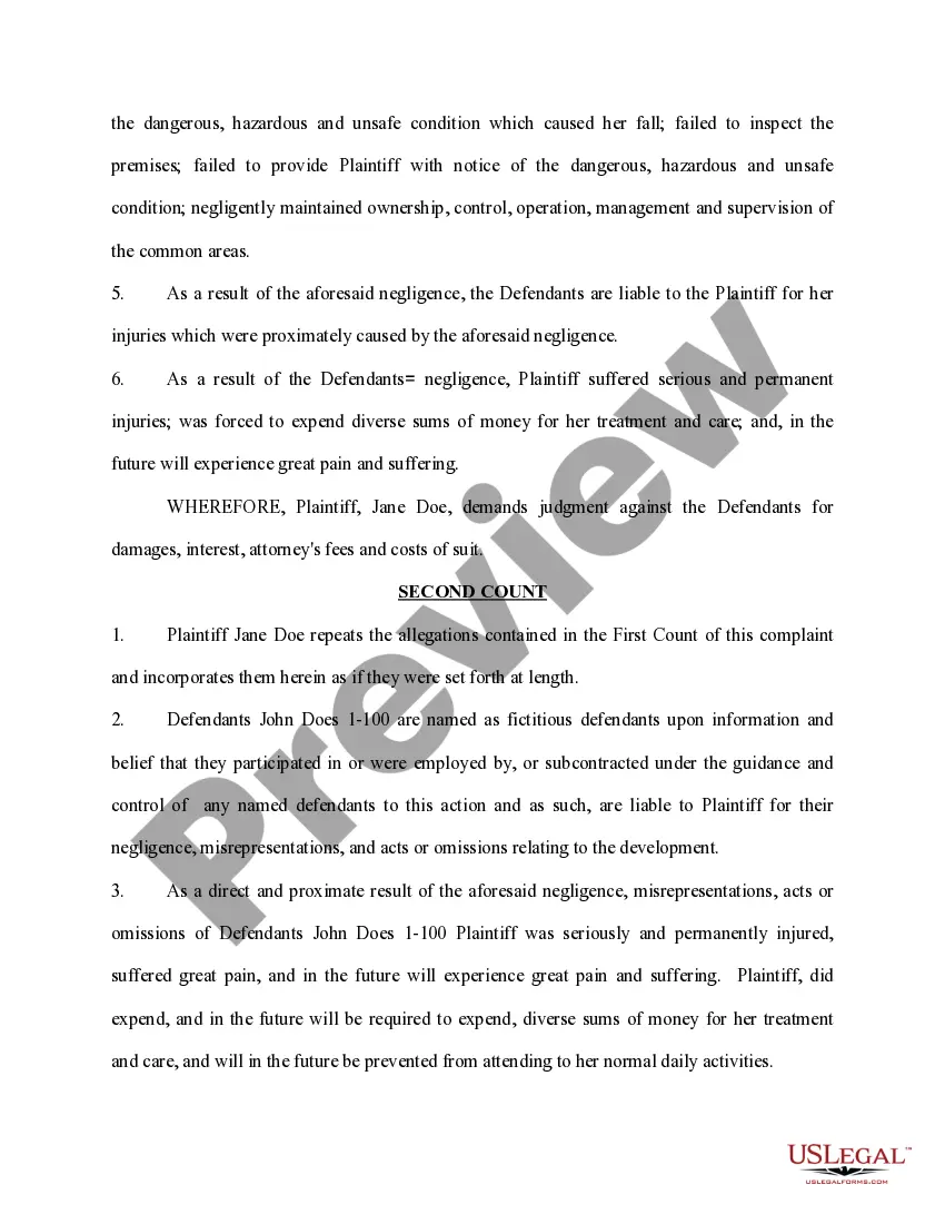 Get Complaint Slip and Fall Preview Complaint Slip and Fall