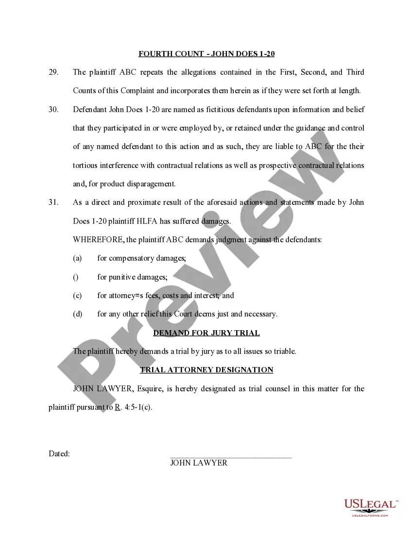 Preview Complaint Tortious Interference with Contract Relations