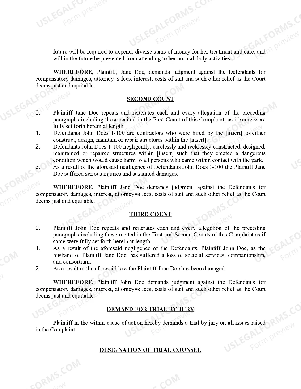 Preview Complaint Trip and Fall Against Municipality