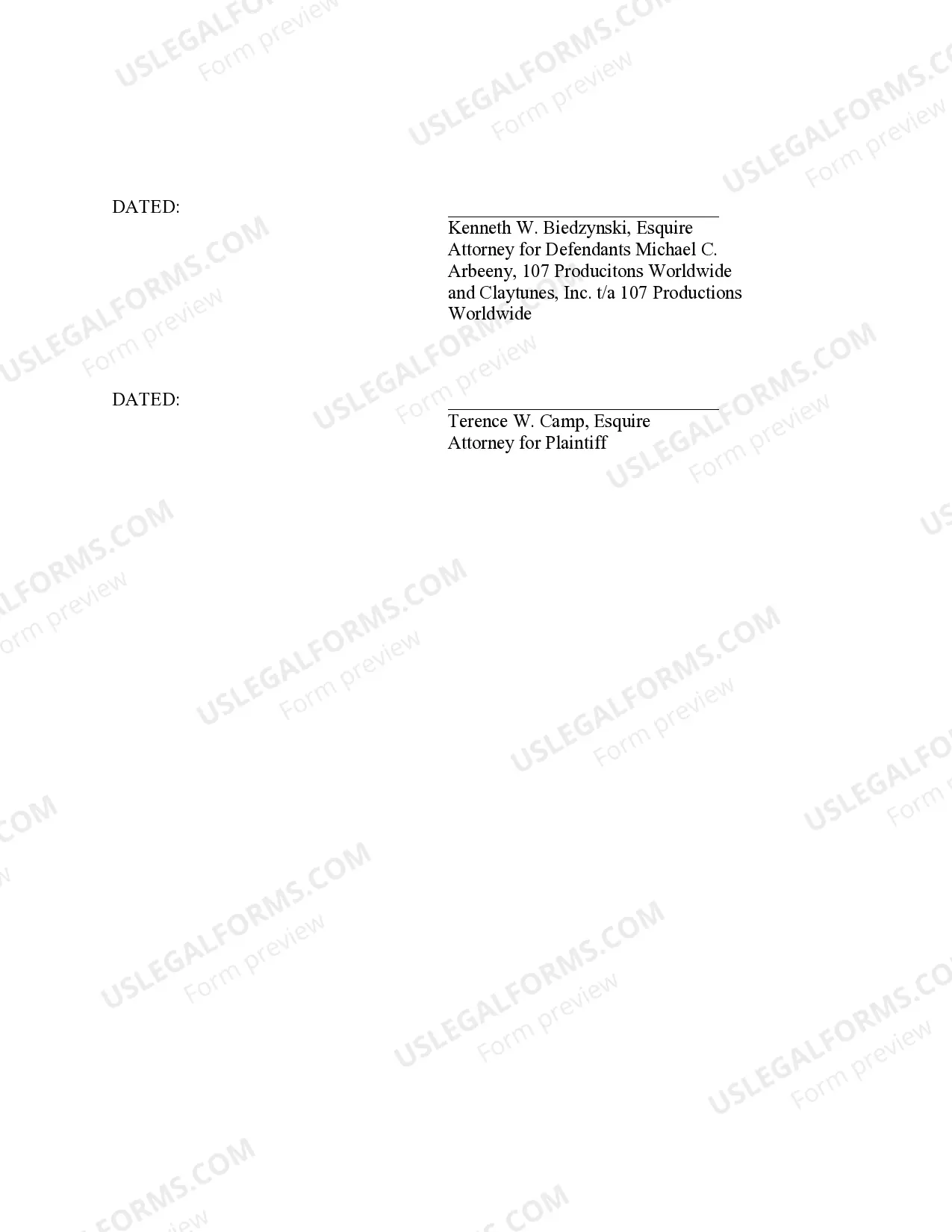 Preview Consent Order in Law Division