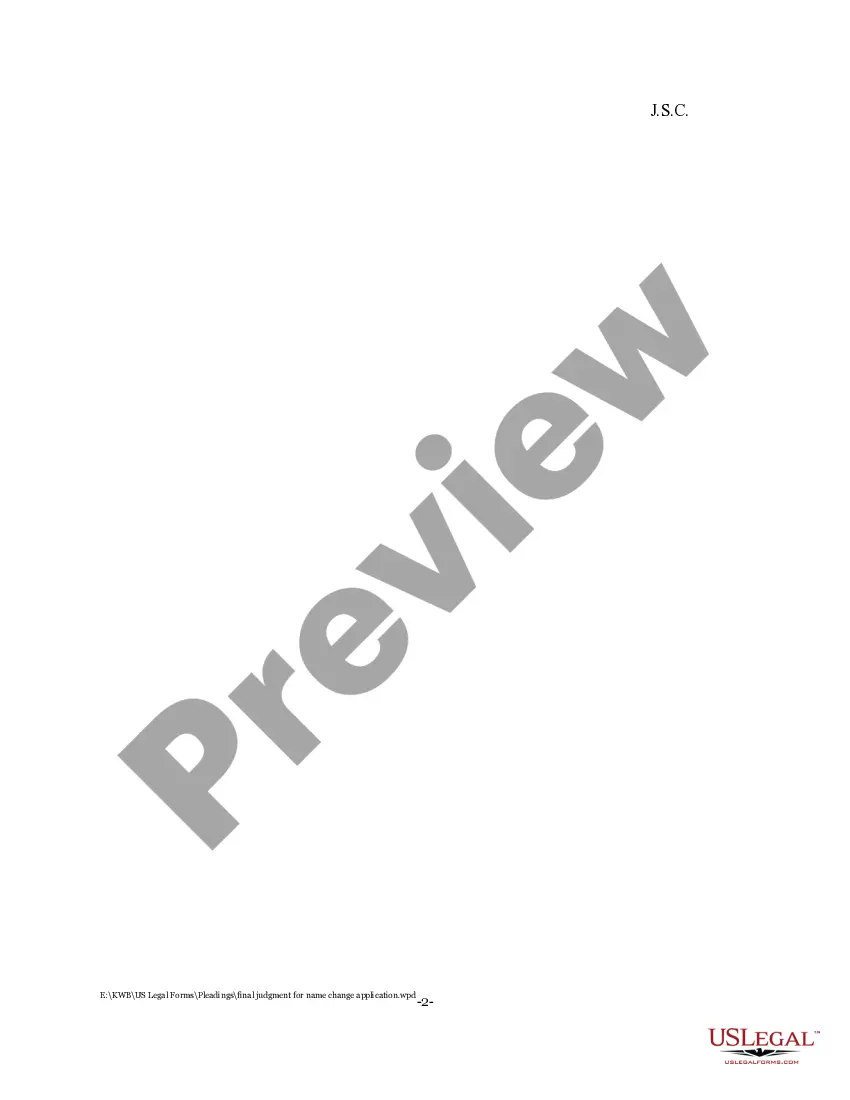 Preview Final Judgment for Name Change Application