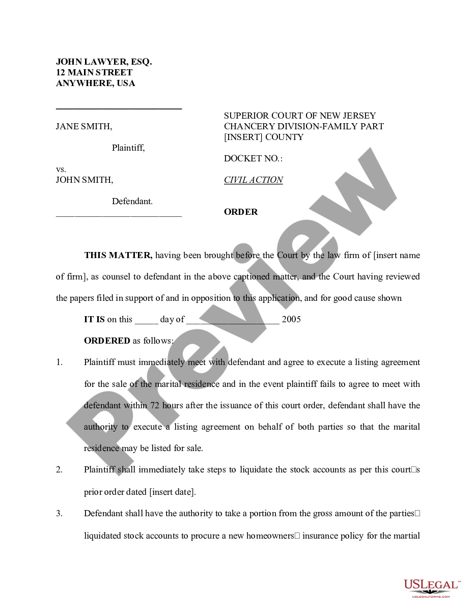 page 0 Order in Divorce Matter for Certain Relief preview