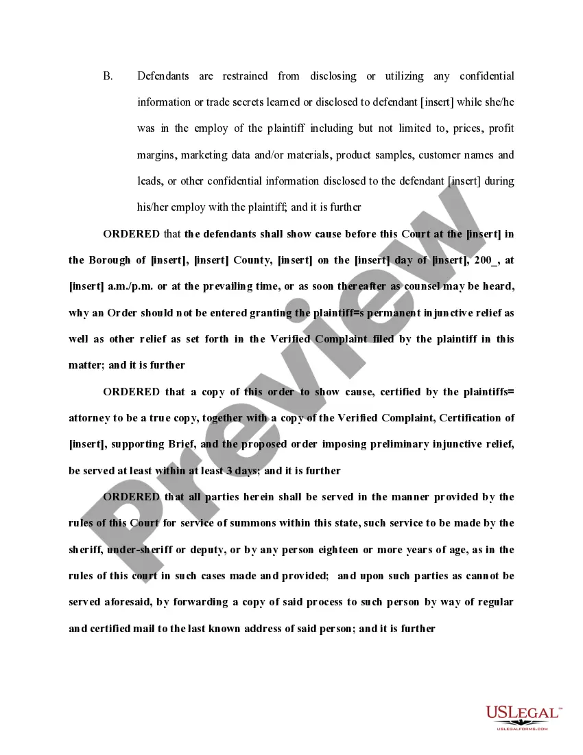 Get Order to Show Cause Imposing Temporary Restraints Preview Order to Show Cause Imposing Temporary Restraints