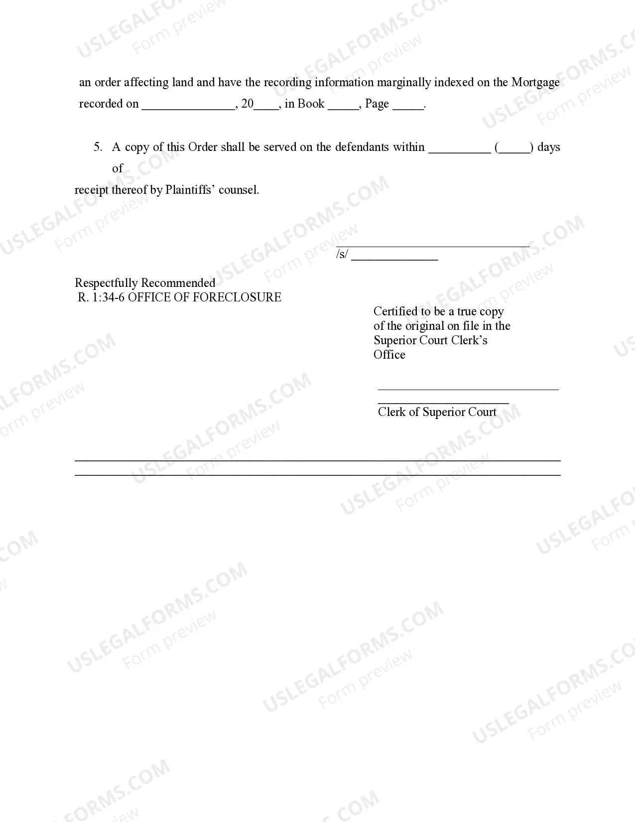 Preview Order Reforming Mortgage