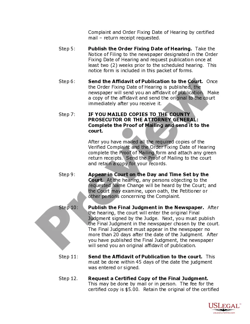 Preview New Jersey Name Change Instructions and Forms Package for an Adult
