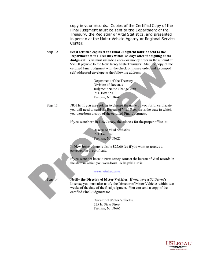 Preview New Jersey Name Change Instructions and Forms Package for an Adult