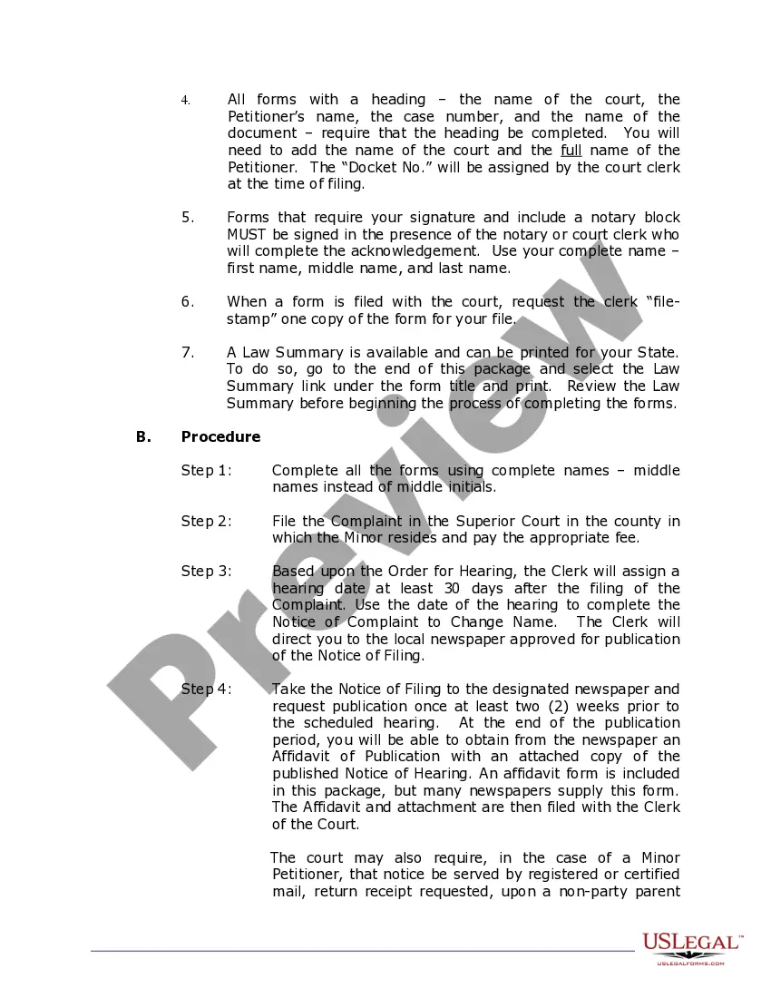 Preview New Jersey Name Change Instructions and Forms Package for a Minor