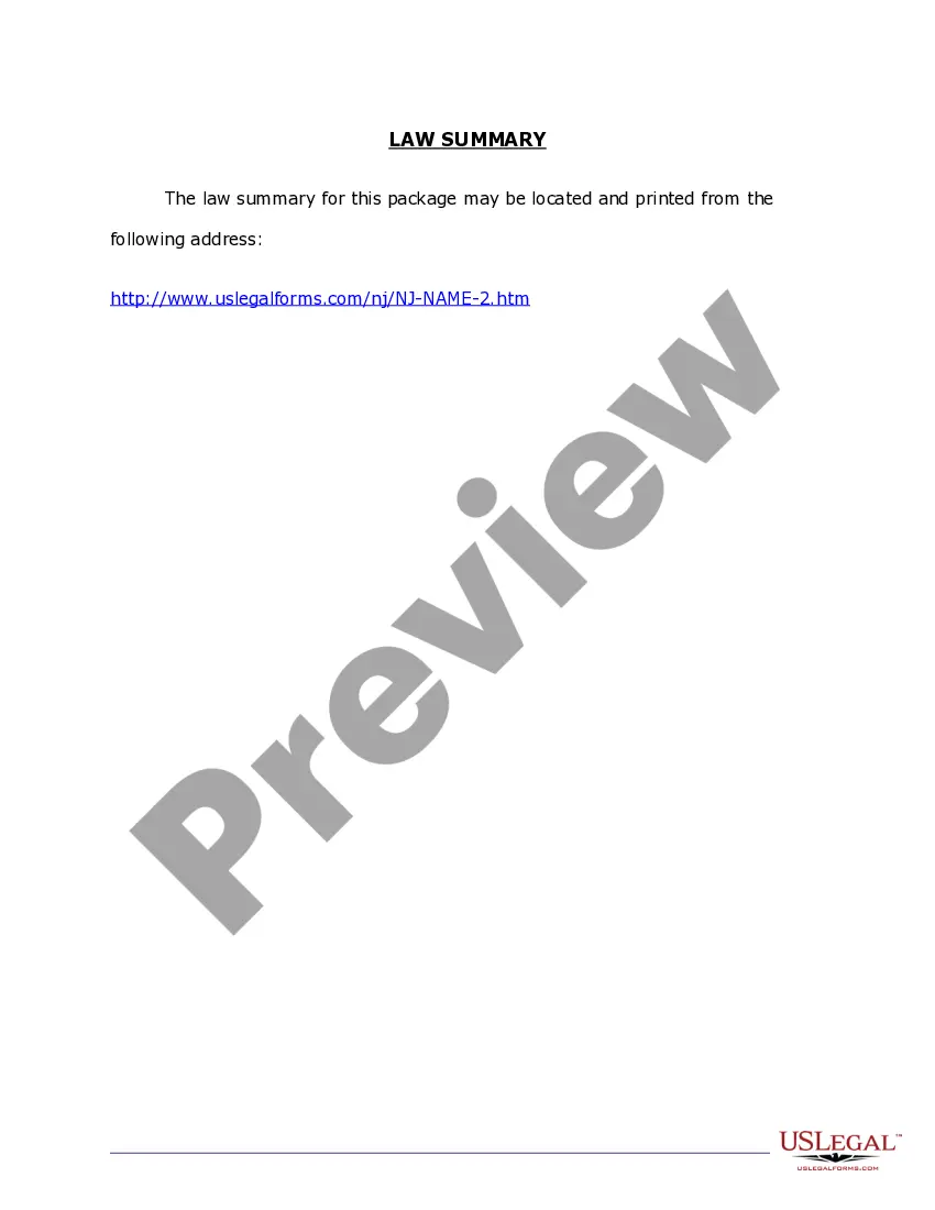 Preview New Jersey Name Change Instructions and Forms Package for a Minor