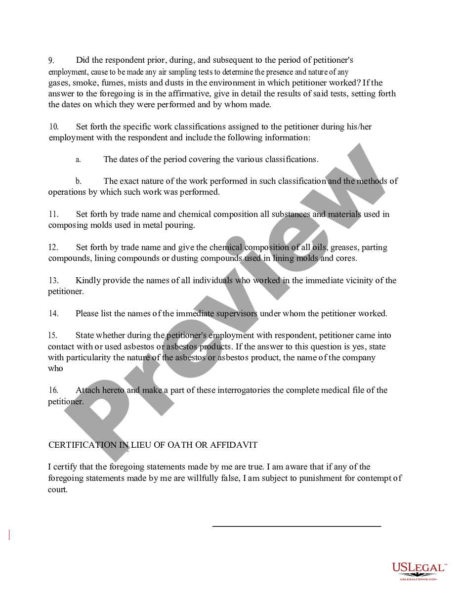 page 2 Occupational Interrogatories for Workers' Compensation preview
