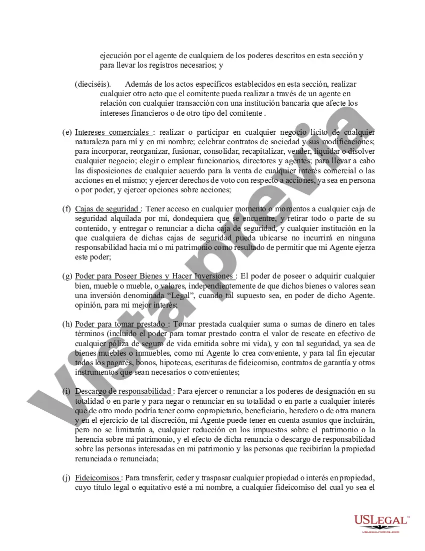 Preview Poder general duradero para la propiedad y las finanzas o efectivo financiero en caso de incapacidad