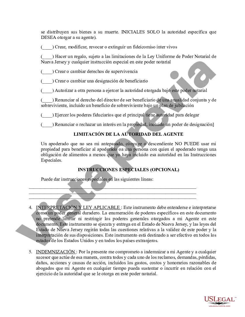 Preview Poder general duradero para la propiedad y las finanzas o efectivo financiero en caso de incapacidad