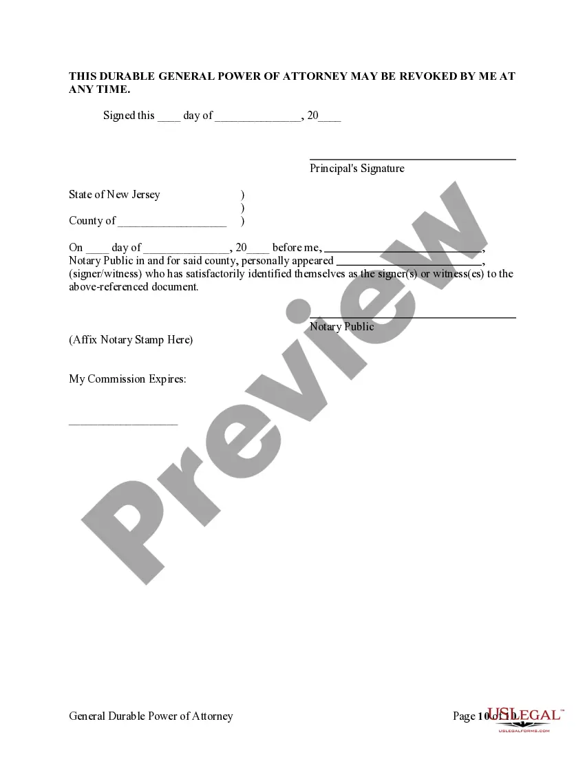 Preview General Durable Power of Attorney for Property and Finances or Financial Effective upon Disability