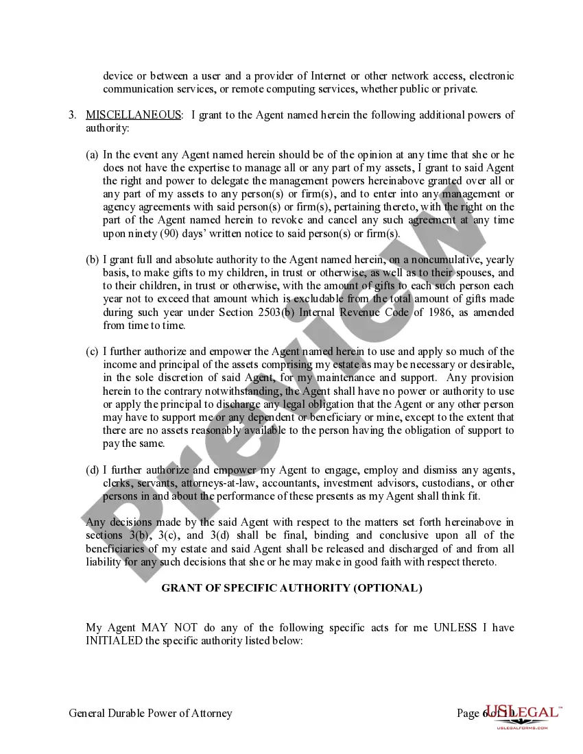 Preview General Durable Power of Attorney for Property and Finances or Financial Effective upon Disability