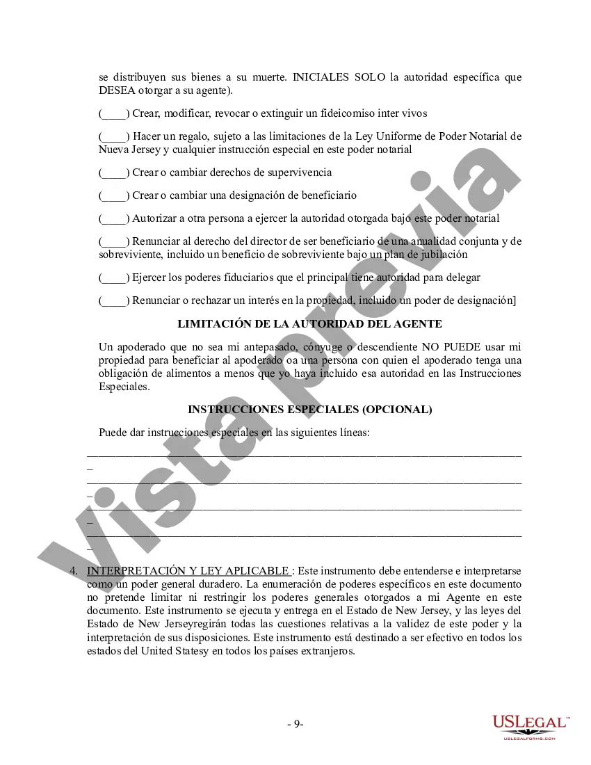 Preview Poder General Duradero para Bienes y Finanzas o Financiero Efectivo Inmediatamente