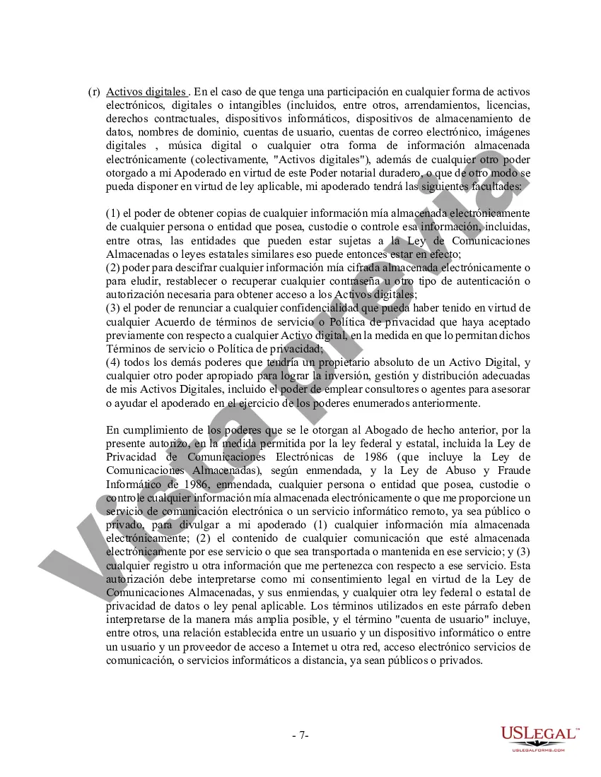 Preview Poder General Duradero para Bienes y Finanzas o Financiero Efectivo Inmediatamente