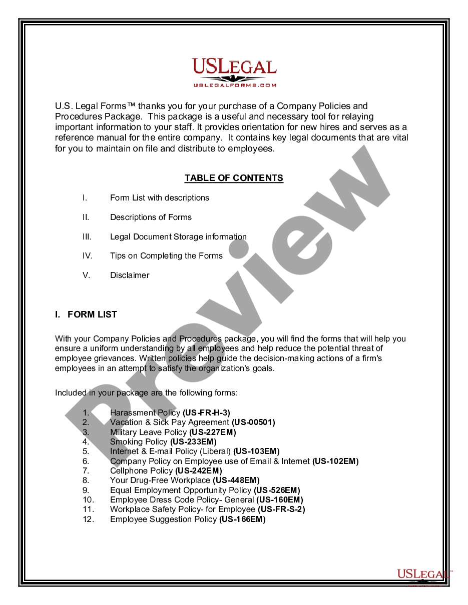 page 1 Company Employment Policies and Procedures Package preview