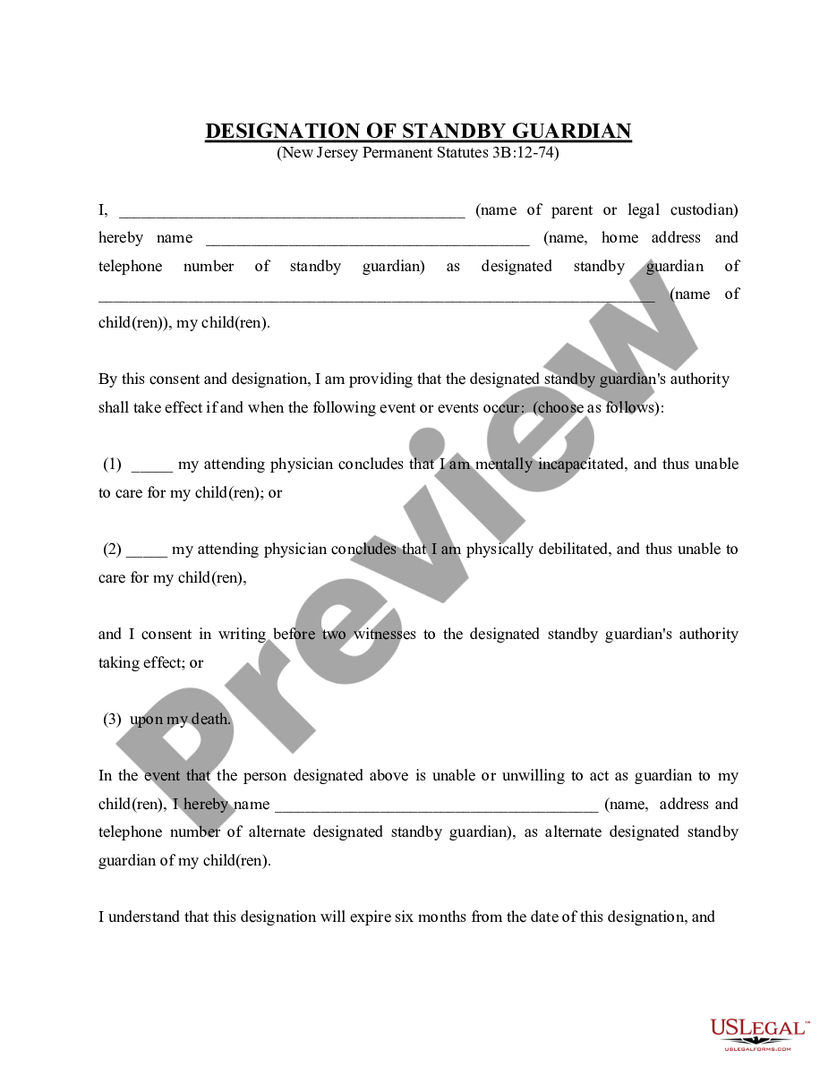 page 0 Designation of Standby Guardian - Statutory preview