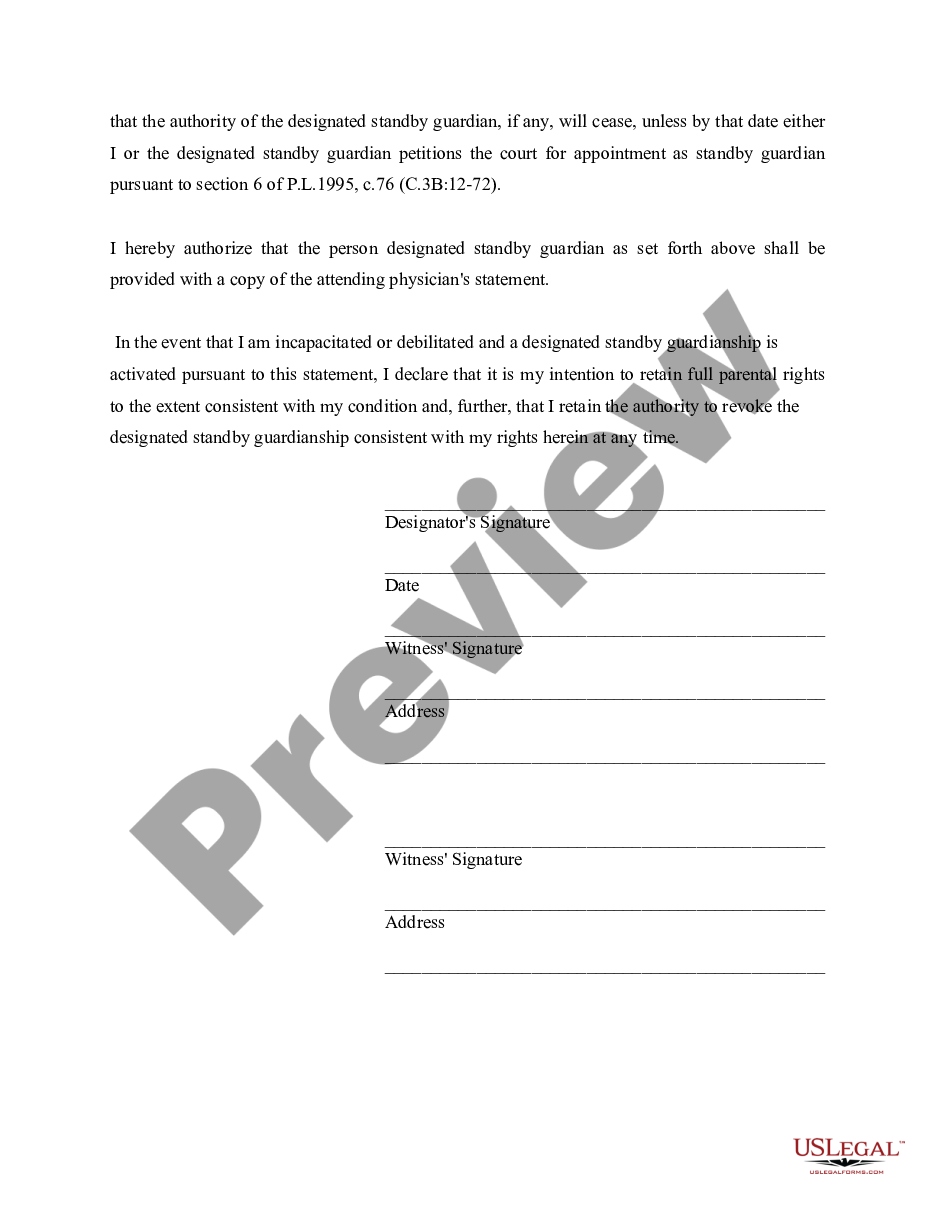 page 1 Designation of Standby Guardian - Statutory preview