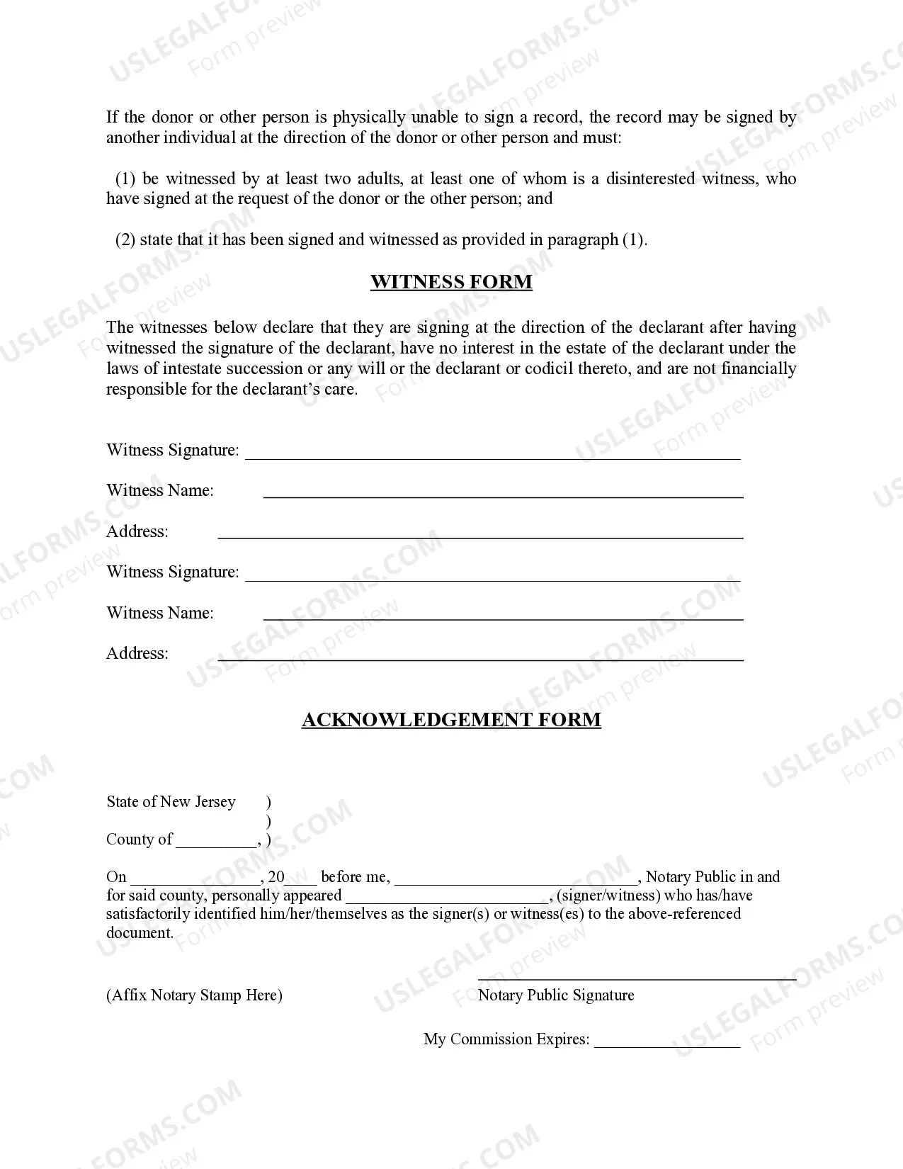 Preview Uniform Anatomical Gift Act Donation