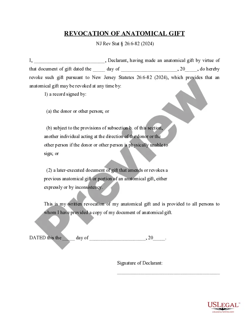 Preview Revocation of Uniform Anatomical Gift Act