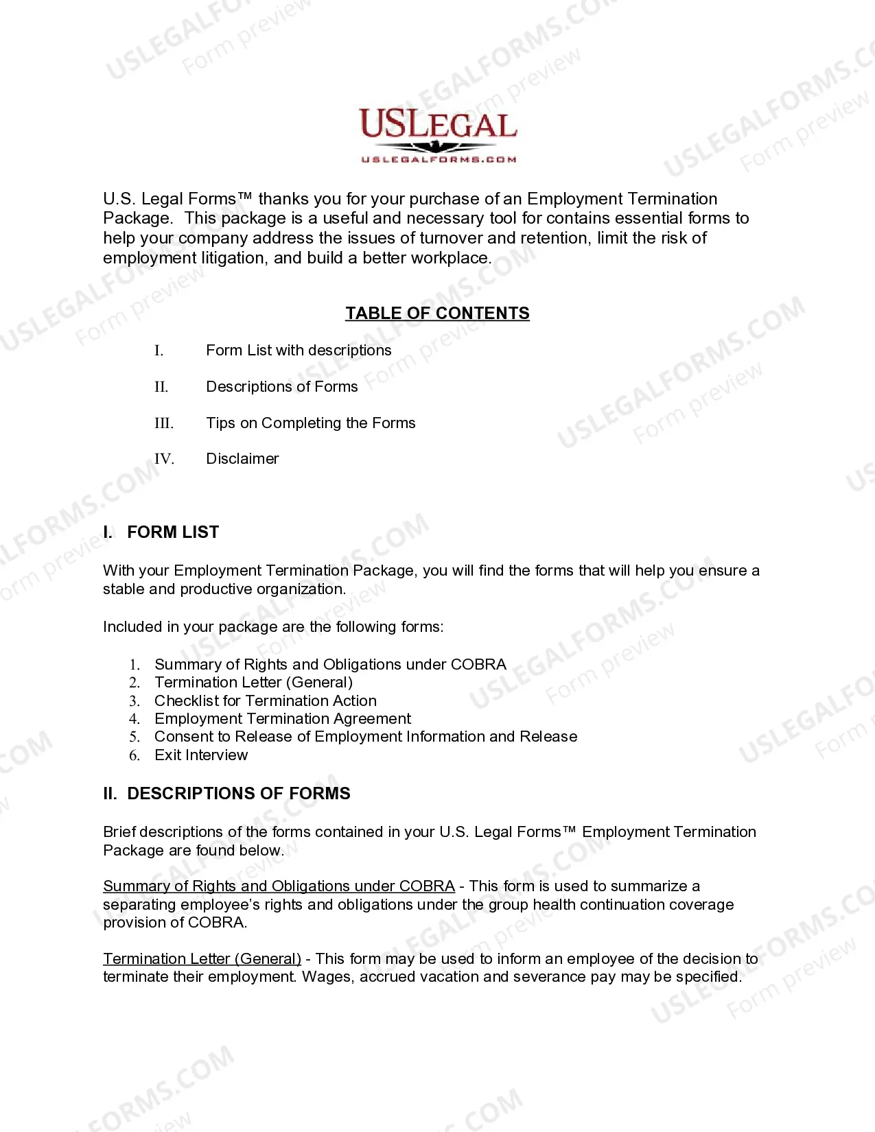 Preview New Jersey Employment or Job Termination Package