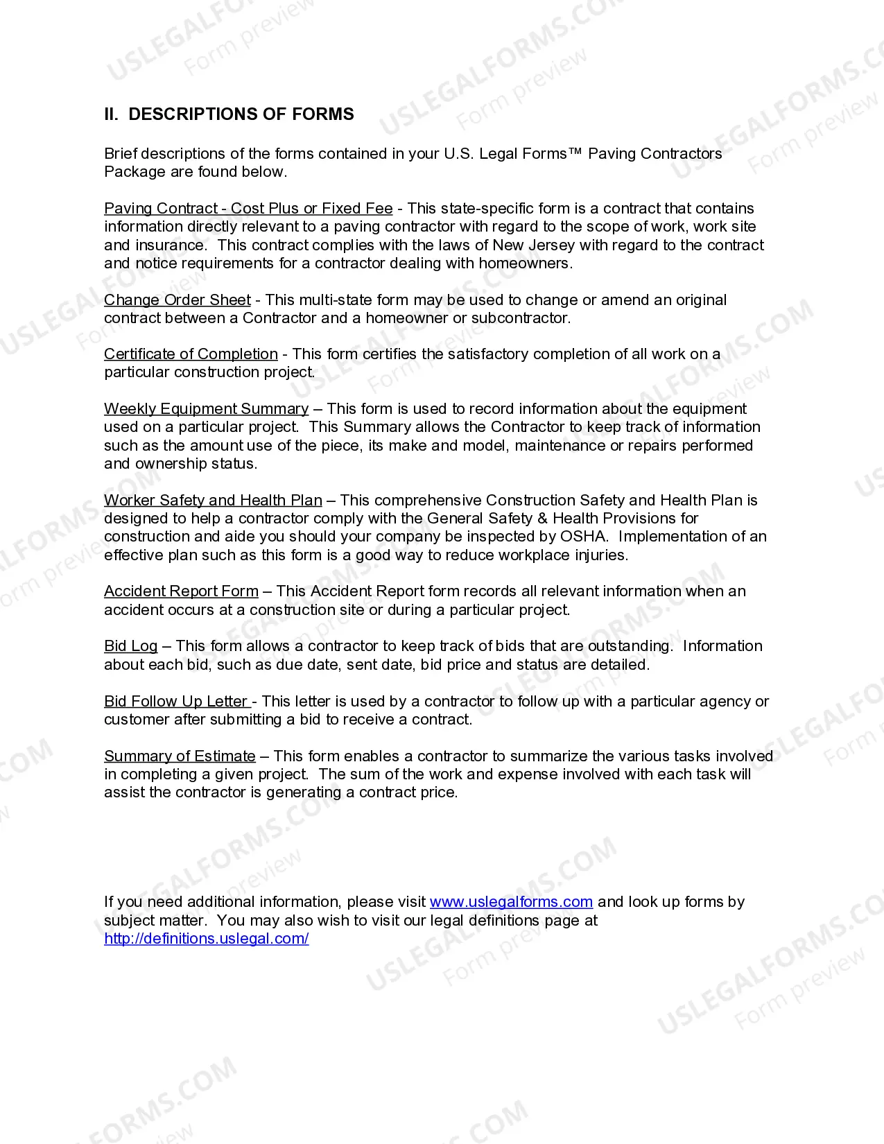 Preview New Jersey Paving Contractor Package