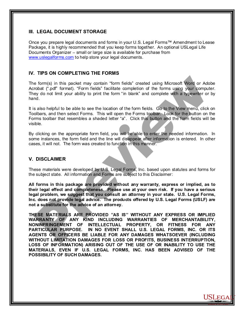 page 3 Amendment of Lease Package preview