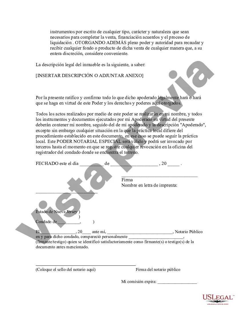 Preview Poder notarial especial o limitado para transacciones de venta de bienes raíces por parte del vendedor