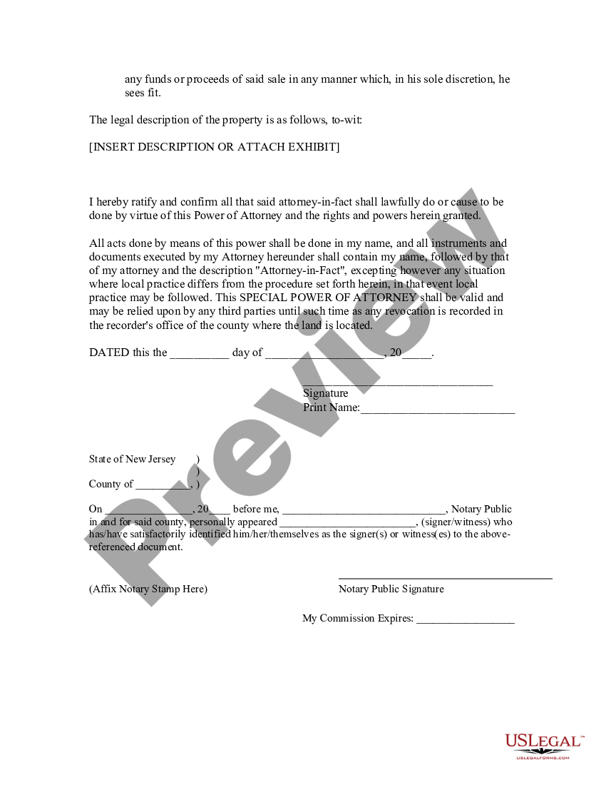 page 1 Special or Limited Power of Attorney for Real Estate Sales Transaction By Seller preview