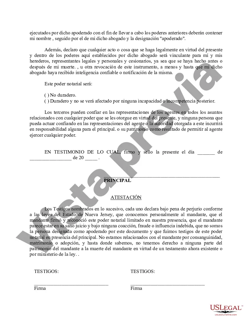 Preview Poder notarial limitado en el que se especifican poderes con ejemplos de poderes incluidos