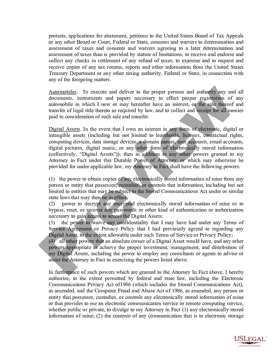 page 4 Limited Power of Attorney where you Specify Powers with Sample Powers Included preview