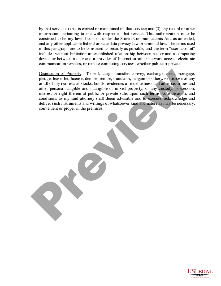 page 5 Limited Power of Attorney where you Specify Powers with Sample Powers Included preview