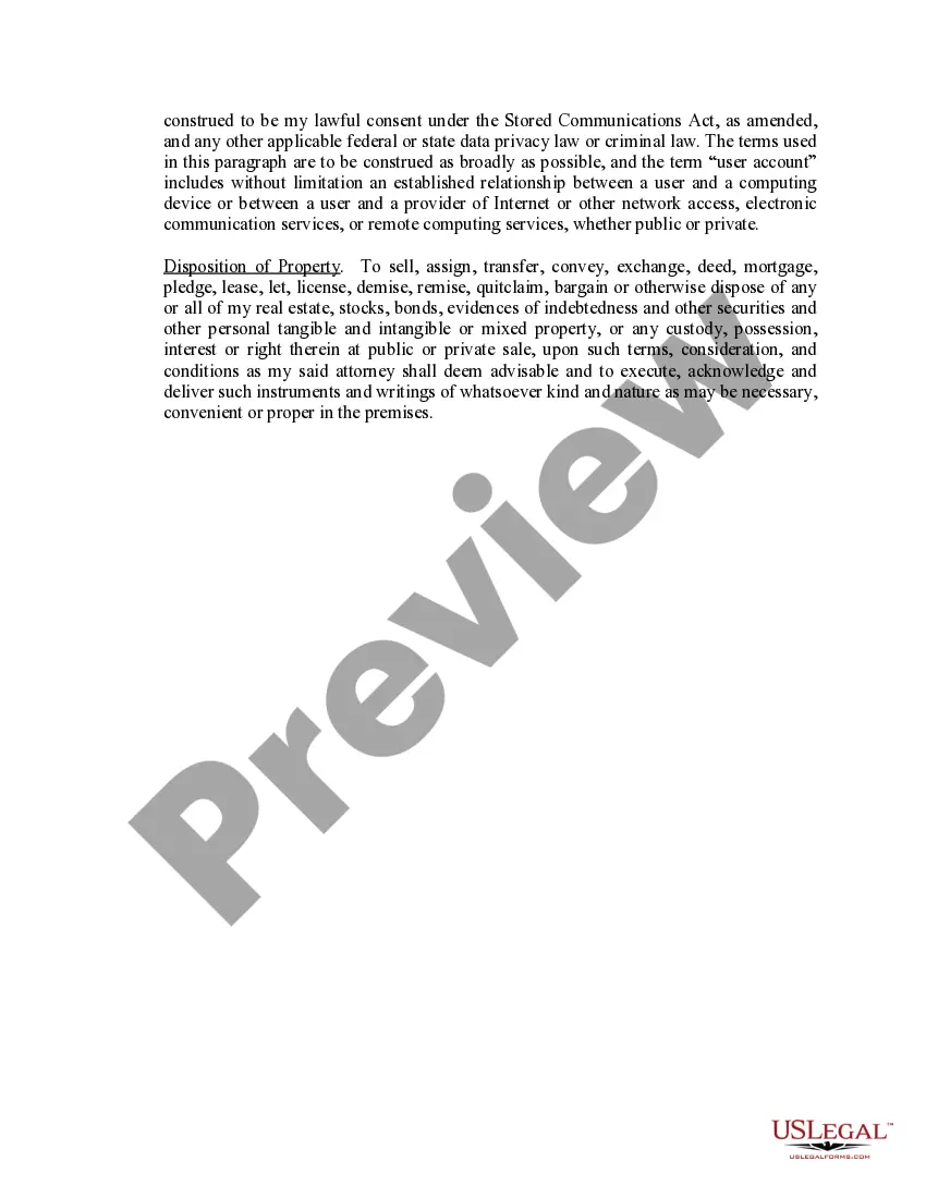 Preview Limited Power of Attorney where you Specify Powers with Sample Powers Included