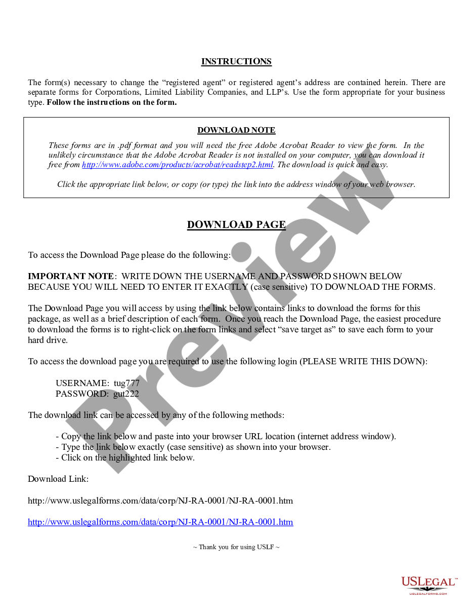 page 2 New Jersey Change of Registered Agent preview