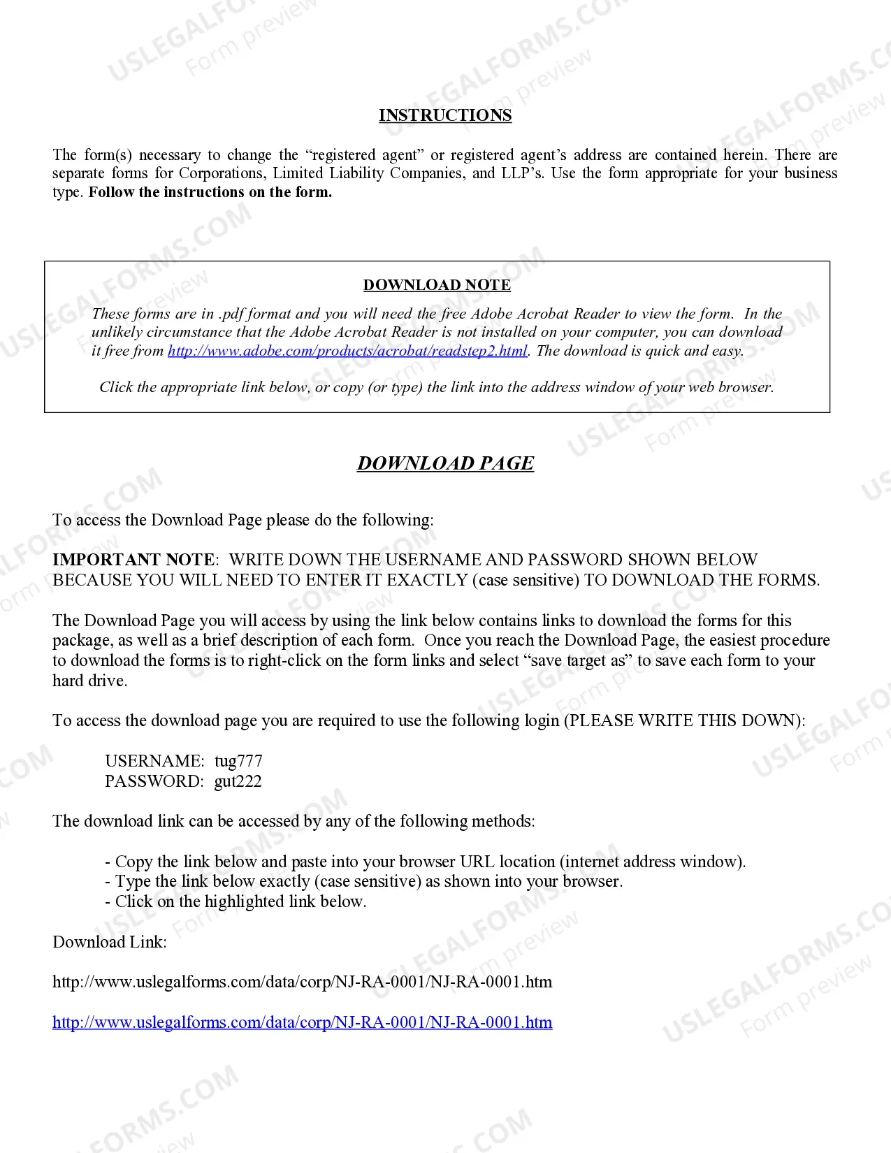 Preview New Jersey Change of Registered Agent