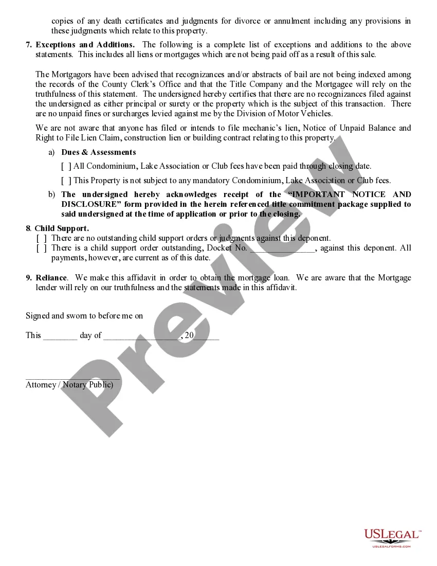 Preview Borrower's Affidavit of Title Individual
