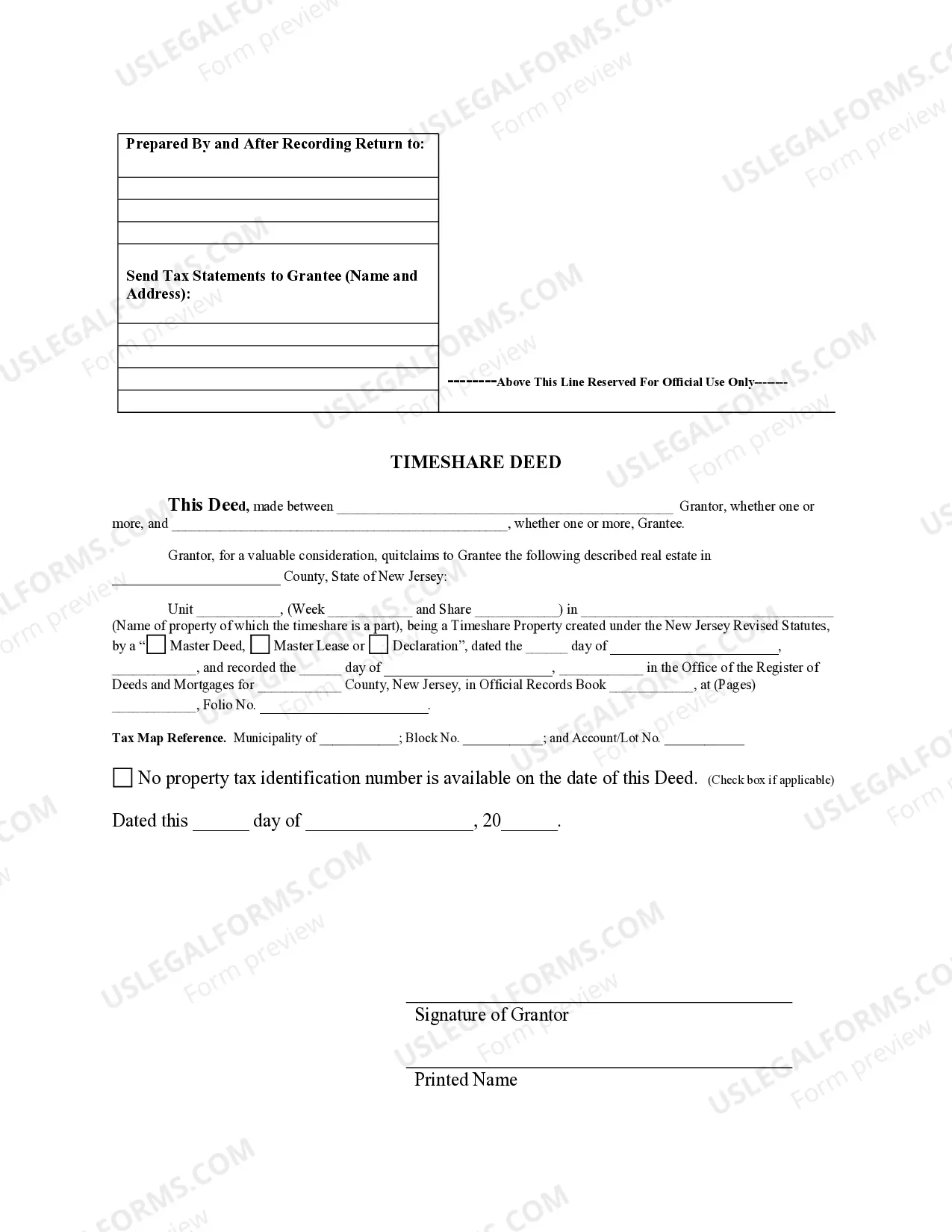 Preview Quitclaim Deed for Timeshare Deed
