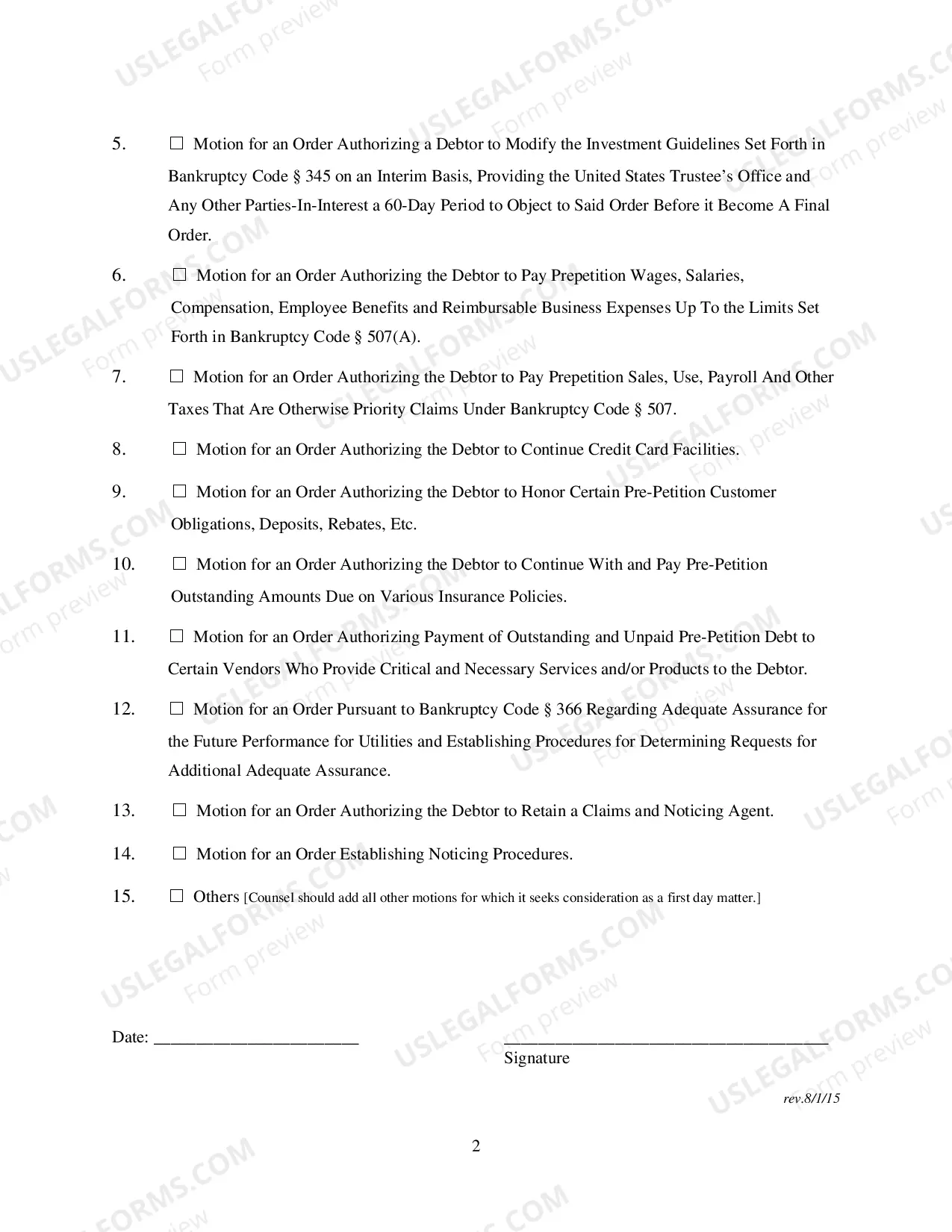 Preview Application For Expedited Consideration of First Day Matters
